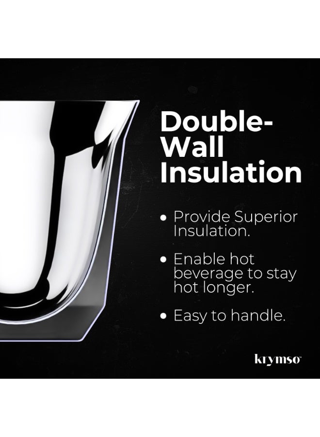 KRYMSO 80ml Espresso Cups, Double Wall Vacuum Insulted Stainless Steel Coffee Cup Set for Espresso, Turkish Coffee, Arabian Coffee and Tea, 2 Pack - Image 4
