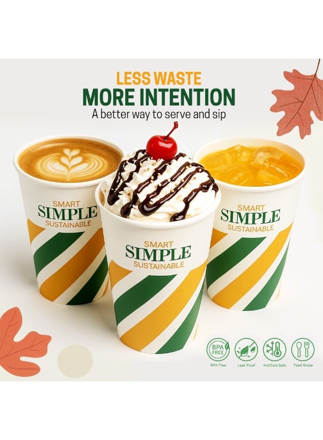 EcoEdge 10 Oz Disposable Heavy-Duty Party Paper Cups (Pack of 25) | For Tea, Coffee or Iced Beverages | Leakproof, Strong, Stackable, Sturdy | Plastic, Chemical and BPA Free Cups | 100% Compostable - Image 5