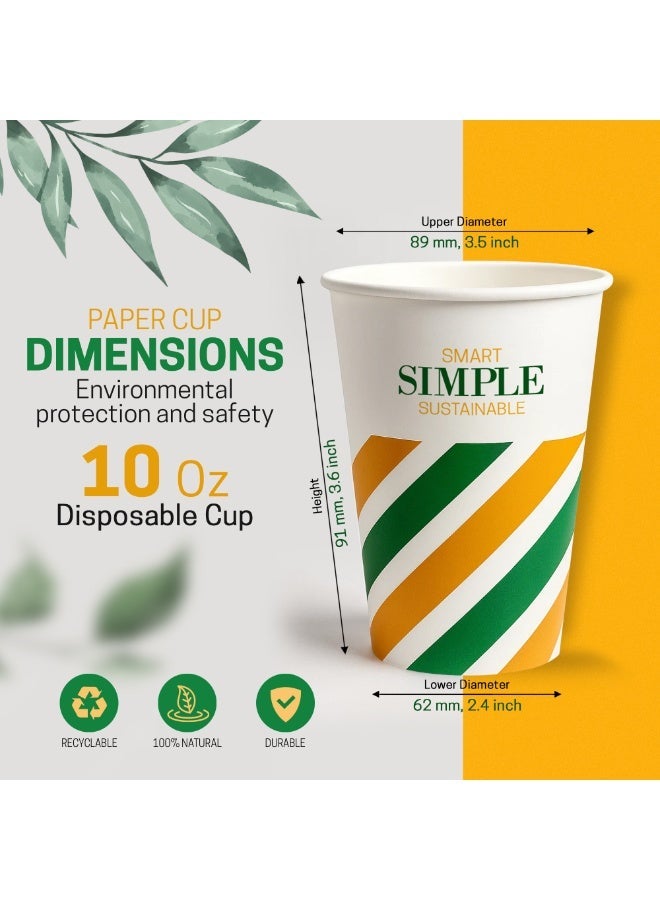 EcoEdge 10 Oz Disposable Heavy-Duty Party Paper Cups (Pack of 25) | For Tea, Coffee or Iced Beverages | Leakproof, Strong, Stackable, Sturdy | Plastic, Chemical and BPA Free Cups | 100% Compostable - Image 4