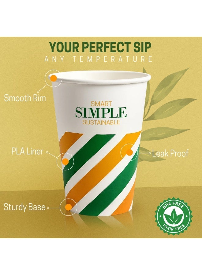 EcoEdge 10 Oz Disposable Heavy-Duty Party Paper Cups (Pack of 25) | For Tea, Coffee or Iced Beverages | Leakproof, Strong, Stackable, Sturdy | Plastic, Chemical and BPA Free Cups | 100% Compostable - Image 3