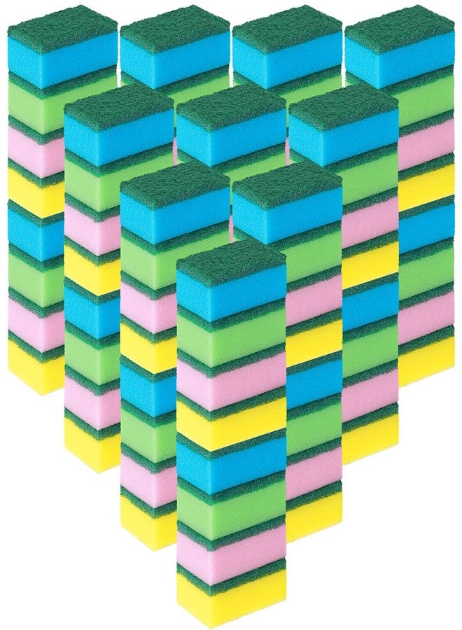Nuenen Dish Sponge for Kitchen Multicolor Cleaning Scrub Sponges Dual Sided Scouring Pad Non Scratch Dish Washing Scrubbers Absorbent Dishwashing Sponges for Cleaning Kitchen Dishes Bathroom (100 Pcs) - Image 1