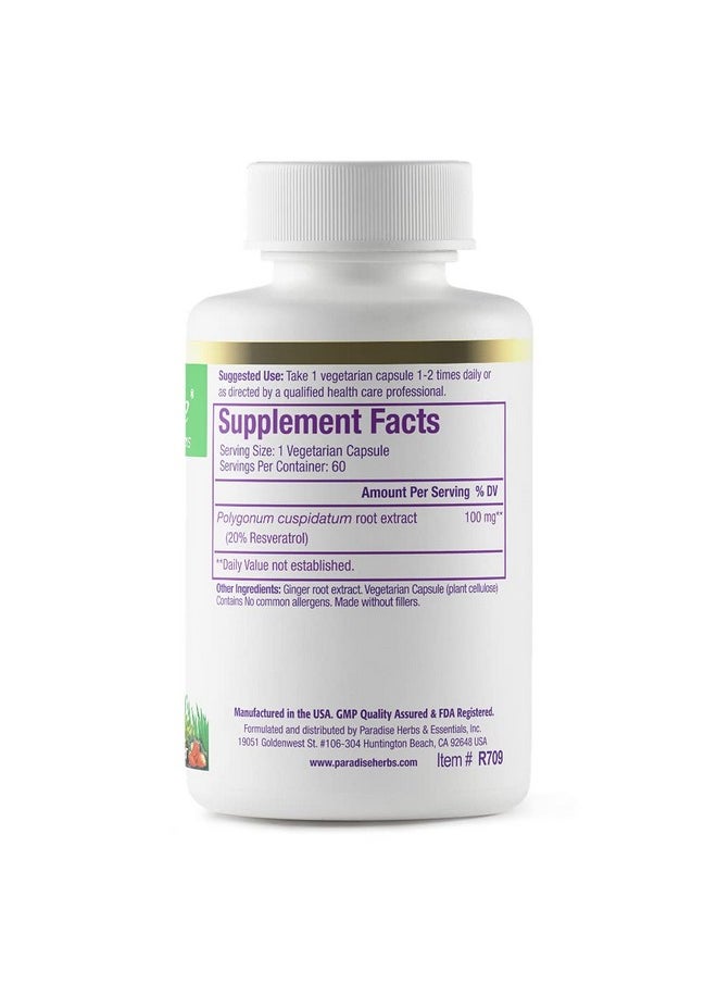 Paradise Herbs Resveratrol Antioxidant Vegan Non Gmo Gluten Free 60 Vegetarian Capsules  - Image 3