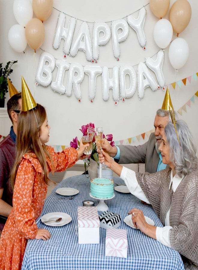 K.E.J. White Happy Birthday Balloon Banner 16 Inch - White Birthday Decorations Happy Birthday Sign Reusable Foil Letters Balloons Suitable for Men, Women Party Decorations,Birthday Decor Party Supplies - Image 3