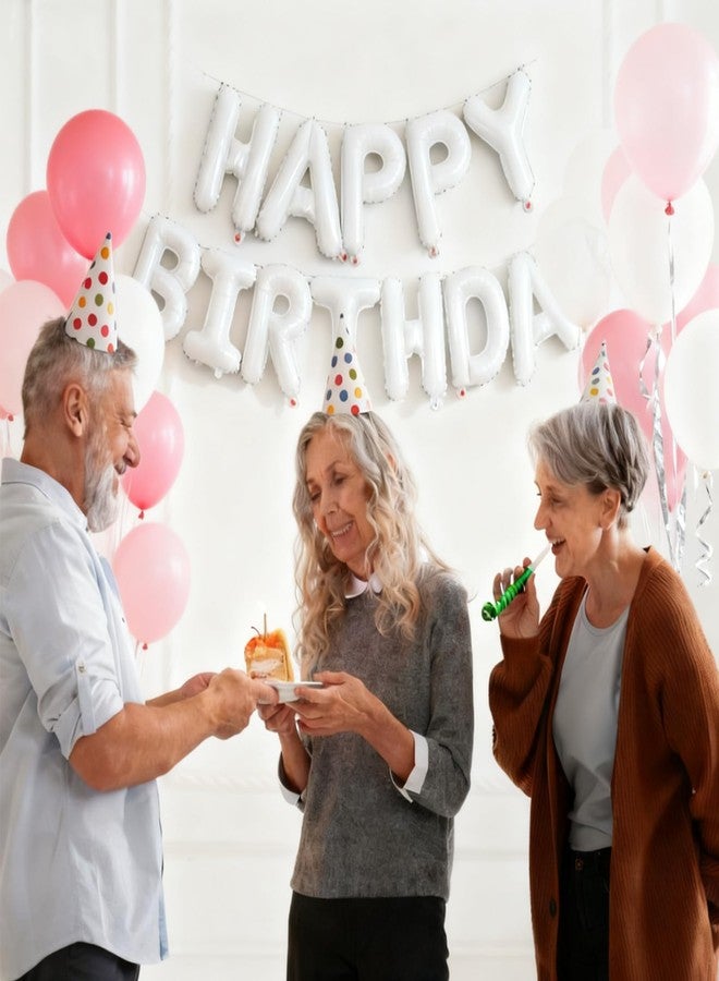 K.E.J. White Happy Birthday Balloon Banner 16 Inch - White Birthday Decorations Happy Birthday Sign Reusable Foil Letters Balloons Suitable for Men, Women Party Decorations,Birthday Decor Party Supplies - Image 5
