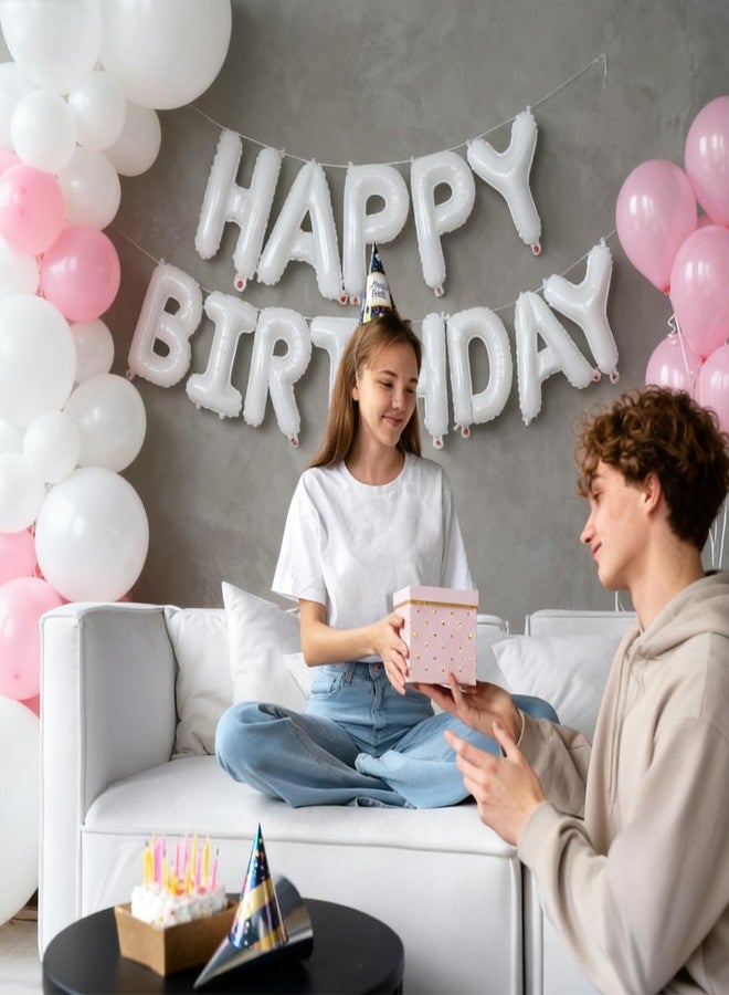 K.E.J. White Happy Birthday Balloon Banner 16 Inch - White Birthday Decorations Happy Birthday Sign Reusable Foil Letters Balloons Suitable for Men, Women Party Decorations,Birthday Decor Party Supplies - Image 4