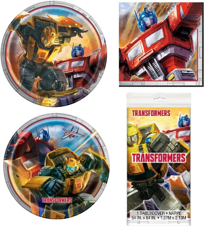 Unique Transformers Party Bundle  Transformers Birthday Party Decorations  Dinner  Dessert Plates Luncheon Napkins Table Cover Greatfor Action Robots Movie Birthday Themed Parties - Image 1