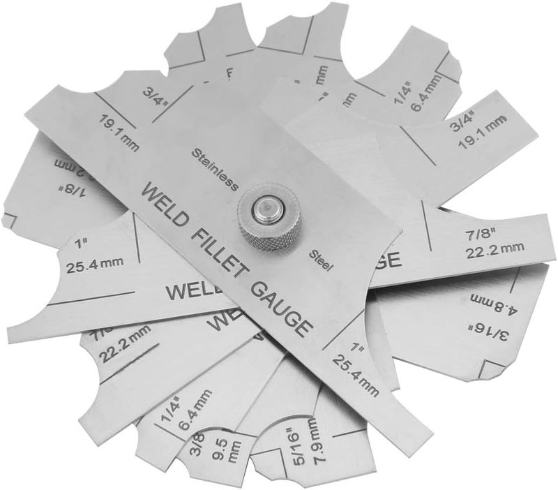 klarako Fillet Weld Gauge, 7Pcs Fillet Welding Inspection Gage Set Stainless Steel Test Gauge Ulnar Metric & Inch - Perfect for checking Leg Length and Throat Thickness for Professional Welders - Image 1