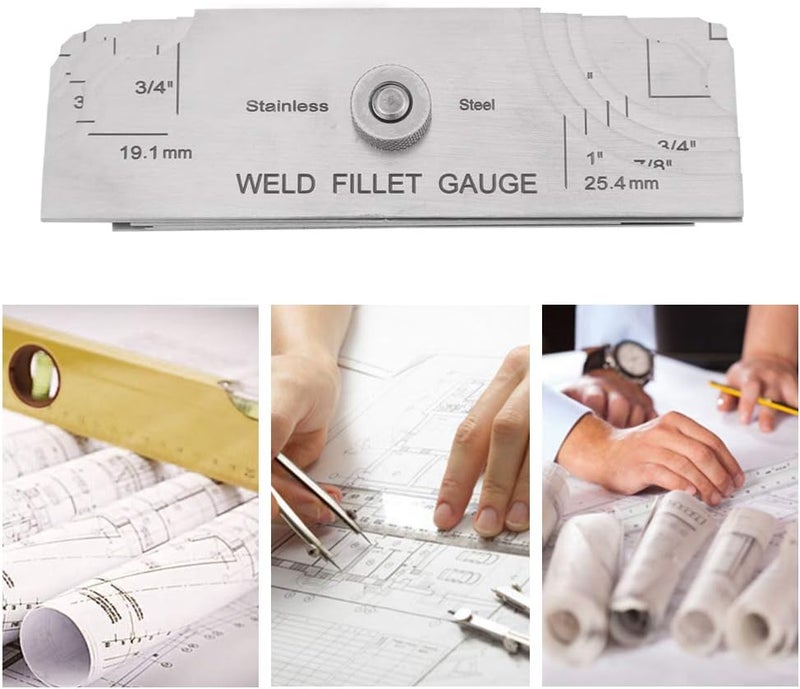 klarako Fillet Weld Gauge, 7Pcs Fillet Welding Inspection Gage Set Stainless Steel Test Gauge Ulnar Metric & Inch - Perfect for checking Leg Length and Throat Thickness for Professional Welders - Image 2