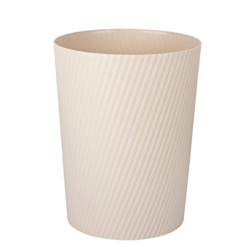UUJOLY Small Trash Can Wastebasket Garbage Can Container Bins for Bathrooms, Laundry Room, Kitchens, Offices, Kids Rooms, Dorms (Beige) - Image 1
