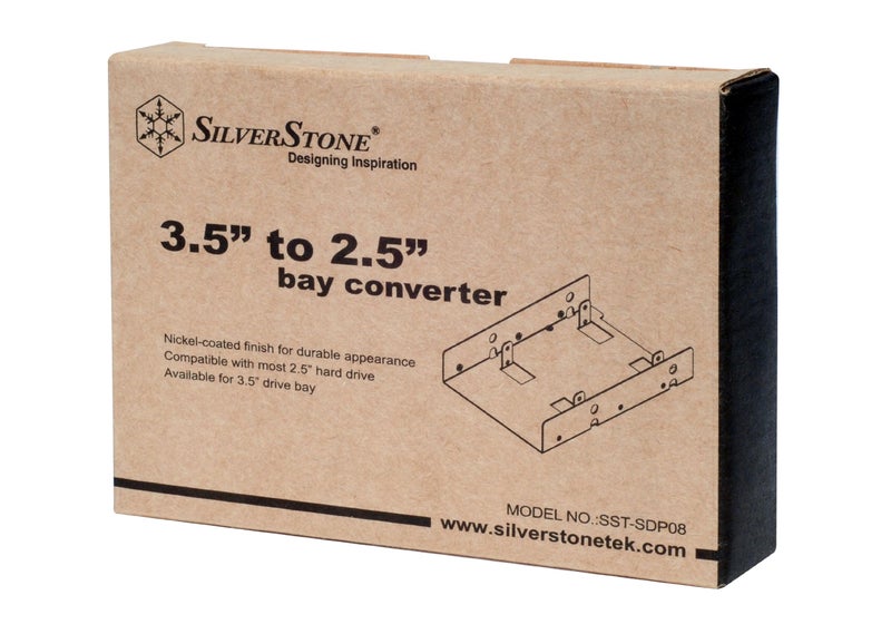 SilverStone SDP08 3.5" to 2.5" Bay Converter, Nickel-coated finish, SST-SDP08 - Image 2