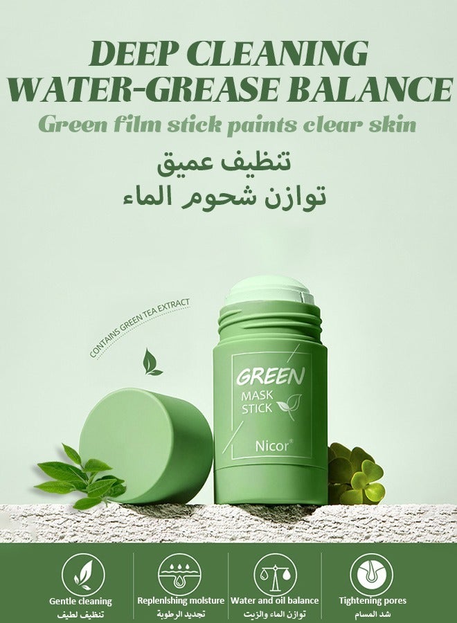 Nicor Green Tea Stick Mask For Face-Green Mask Stick Blackhead Remover With Green Tea Extract-Deep Pore Cleansing-Moisturizing-Oil Control-Clay Face Mask-Skin Brightening For All Skin Types Men Women  - Image 4