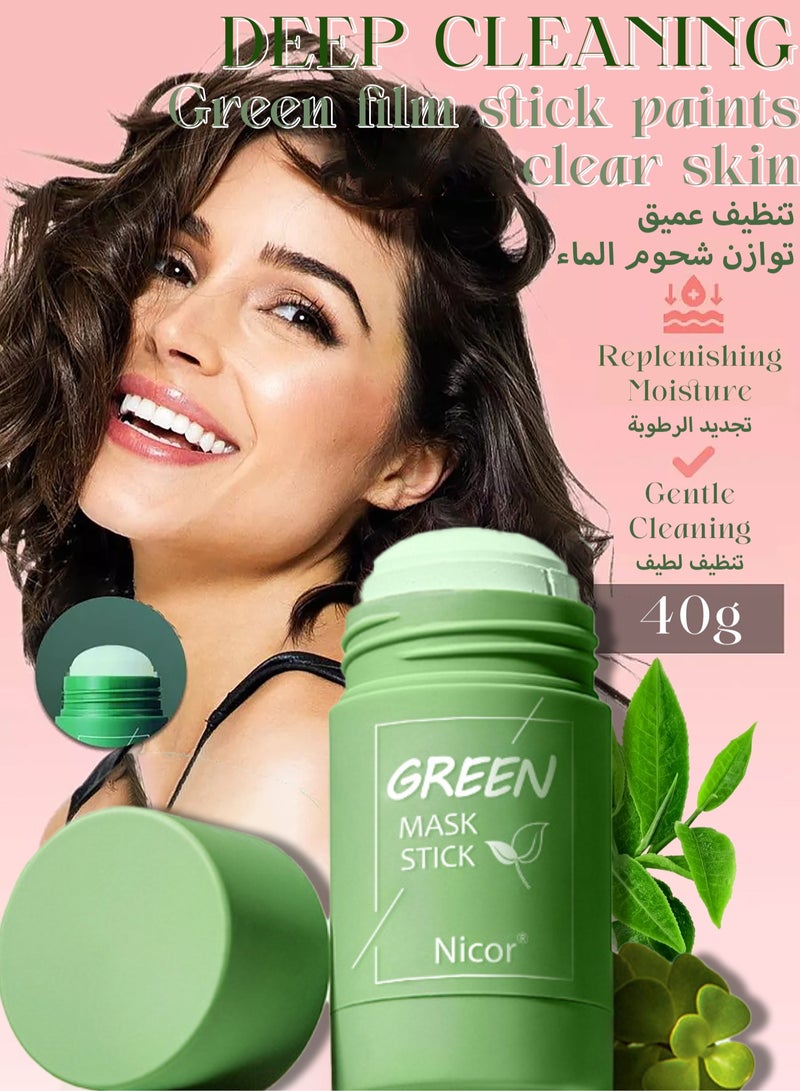 Nicor Green Tea Stick Mask For Face-Green Mask Stick Blackhead Remover With Green Tea Extract-Deep Pore Cleansing-Moisturizing-Oil Control-Clay Face Mask-Skin Brightening For All Skin Types Men Women  - Image 1