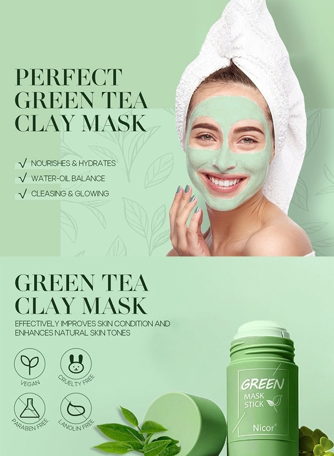 Nicor Green Tea Stick Mask For Face-Green Mask Stick Blackhead Remover With Green Tea Extract-Deep Pore Cleansing-Moisturizing-Oil Control-Clay Face Mask-Skin Brightening For All Skin Types Men Women  - Image 3