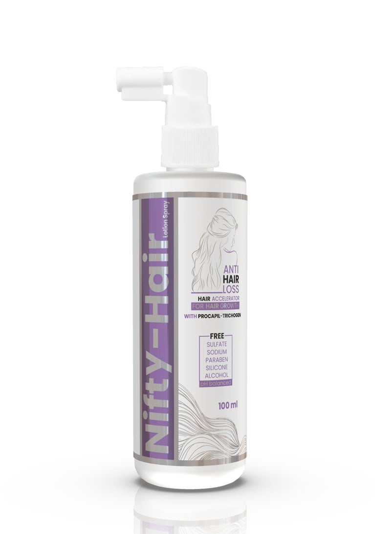 Nifty Hair Lotion Spray rich in Procapil & Trichogen to treat hair loss & stimulate its growth 100 ml - Image 2