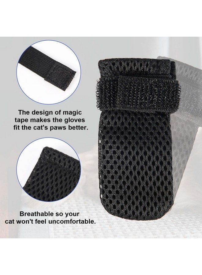 KINBOM 4pcs Anti Scratch Cat Mittens, Adjustable Mesh Cat Foot Covers, Breathable Cats Paw Covers Cat Nail Gloves Cat Paw Protector Cat Booties for Pet Bathing, Cutting Nails, Checking (XL, Black)  - Image 3