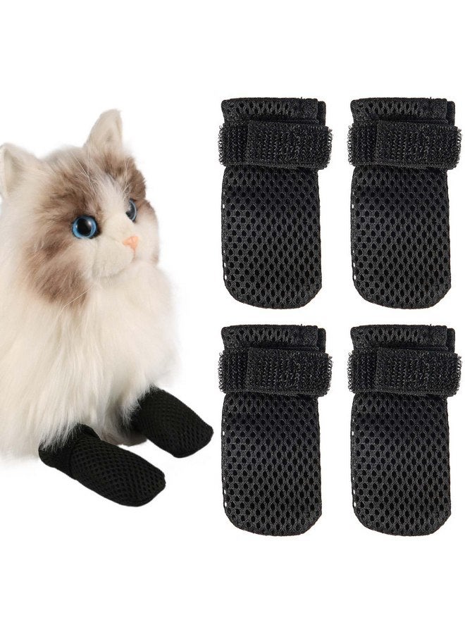 KINBOM 4pcs Anti Scratch Cat Mittens, Adjustable Mesh Cat Foot Covers, Breathable Cats Paw Covers Cat Nail Gloves Cat Paw Protector Cat Booties for Pet Bathing, Cutting Nails, Checking (XL, Black)  - Image 1