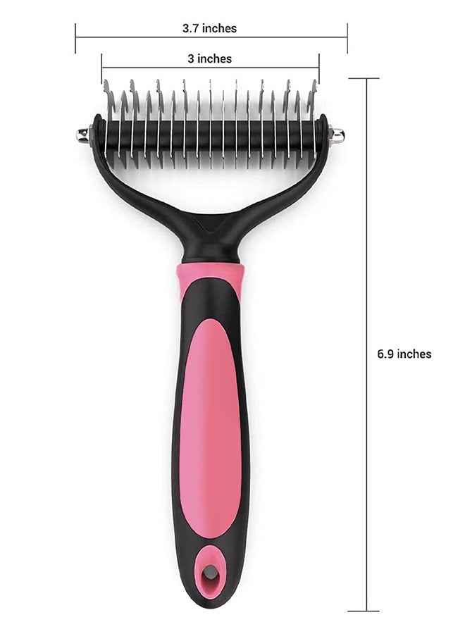 CATANES Pet Dematting Comb, Double Sided Dematting and Shedding Brush Undercoat Rake Comb for Dogs and Cats, Dedicated Pet Grooming Tools - Image 1