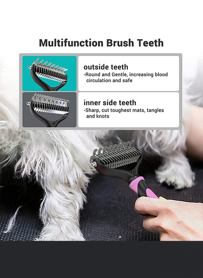 CATANES Pet Dematting Comb, Double Sided Dematting and Shedding Brush Undercoat Rake Comb for Dogs and Cats, Dedicated Pet Grooming Tools - Image 3