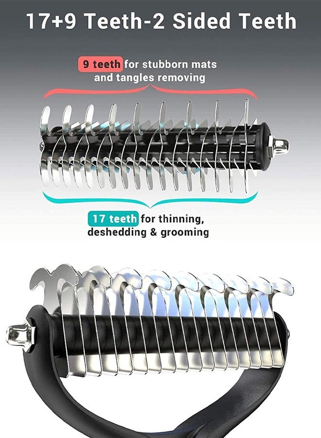 CATANES Pet Dematting Comb, Double Sided Dematting and Shedding Brush Undercoat Rake Comb for Dogs and Cats, Dedicated Pet Grooming Tools - Image 5