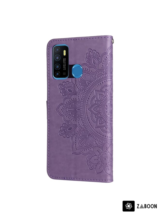 Zaboon 7-petal Flowers Embossing Pattern Horizontal Flip PU Leather Case with Holder & Card Slots & Wallet & Photo Frame Protective Case Cover For Infinix Hot 9 / Note 7 Lite / X655C - Image 2