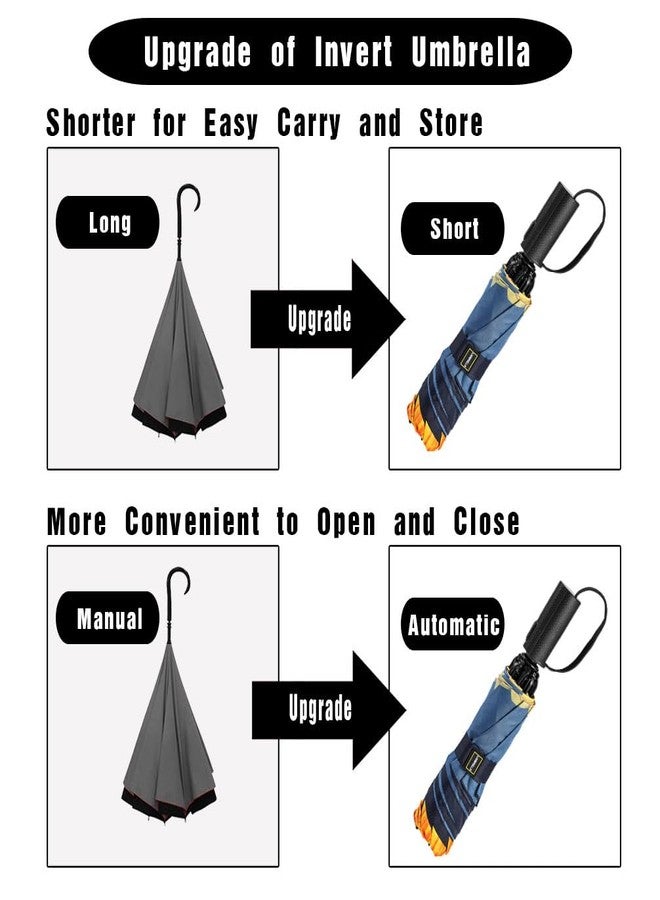 LANBRELLA Compact Reverse Folding Umbrella Auto Windproof Travel Umbrella, T2.9-Sunflower, 46 INCH, Compact - Image 4