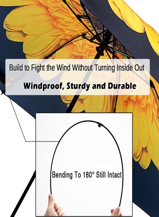 LANBRELLA Compact Reverse Folding Umbrella Auto Windproof Travel Umbrella, T2.9-Sunflower, 46 INCH, Compact - Image 3