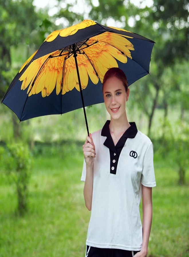 LANBRELLA Compact Reverse Folding Umbrella Auto Windproof Travel Umbrella, T2.9-Sunflower, 46 INCH, Compact - Image 2