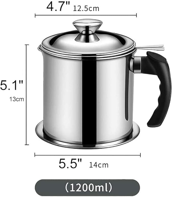 VINSU Oil Strainer Pot Grease Can Stainless Steel Cooking Grease ContainerReuse Oil Storage Best Oil Shaver Can Container with Removable Filter AntiScalding Handheld - Image 5