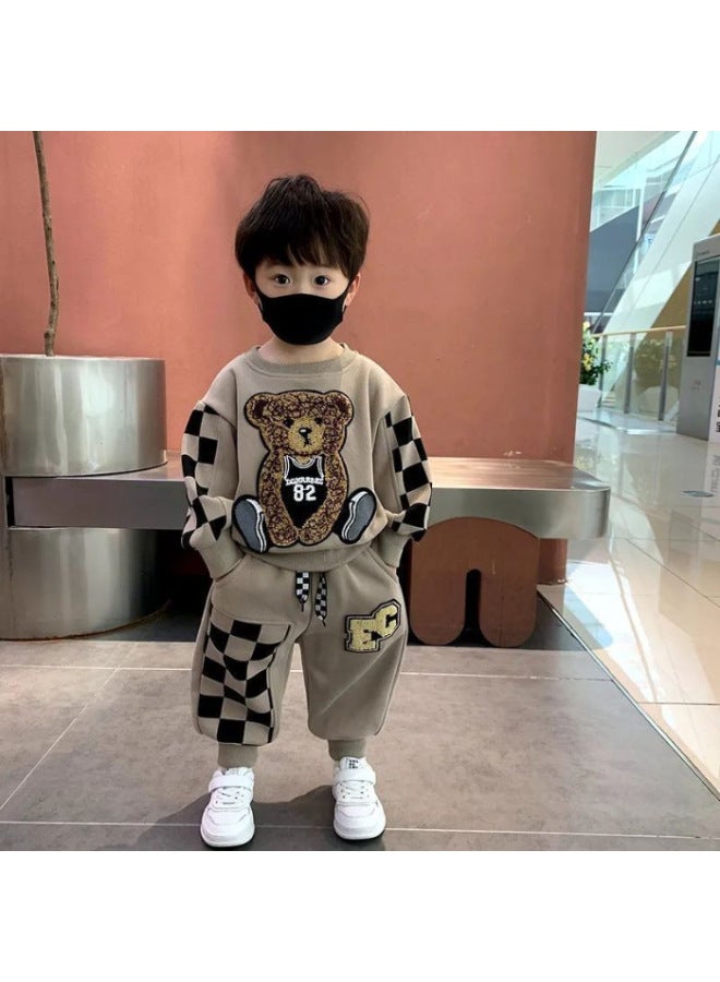 New Style Bear-themed Boys' Outfit, Trendy Baby Spring And Autumn Sweatshirt, Children's Internet Celebrity Cool Children's Clothing