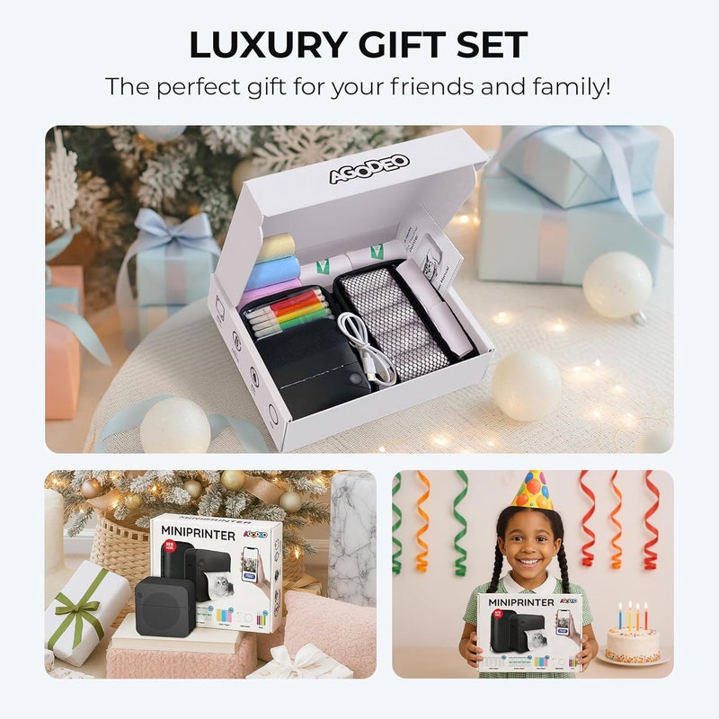 AgoDeo 300 DPI Portable Mini Printer for Phone - Instant PrintPod - Inkless Thermal Sticker Printer, Bluetooth Label Maker, Mini Photo Maker, Pocket Sticker Maker for Study Notes, Incl 1 Protection Case - Image 3