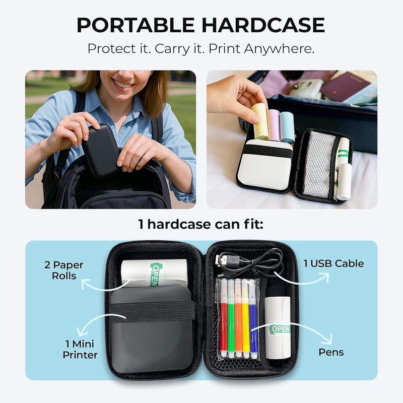 AgoDeo 300 DPI Portable Mini Printer for Phone - Instant PrintPod - Inkless Thermal Sticker Printer, Bluetooth Label Maker, Mini Photo Maker, Pocket Sticker Maker for Study Notes, Incl 1 Protection Case - Image 2