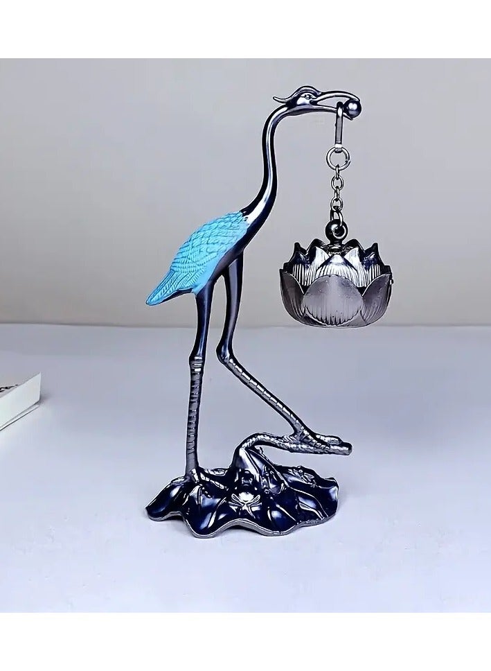 Antique Bronze Incense Burner In The Shape Of A Heron Or A Stork Holding An Incense Burner In The Shape Of A Lotus Flower A Small Incense Burner A Small Creative Masterpiece That Can Be Placed On Bookshelves In The Kitchen Or In The Club It Is Also An Ideal Gift For Many Occasions Such As Holidays Or Successes - Image 3