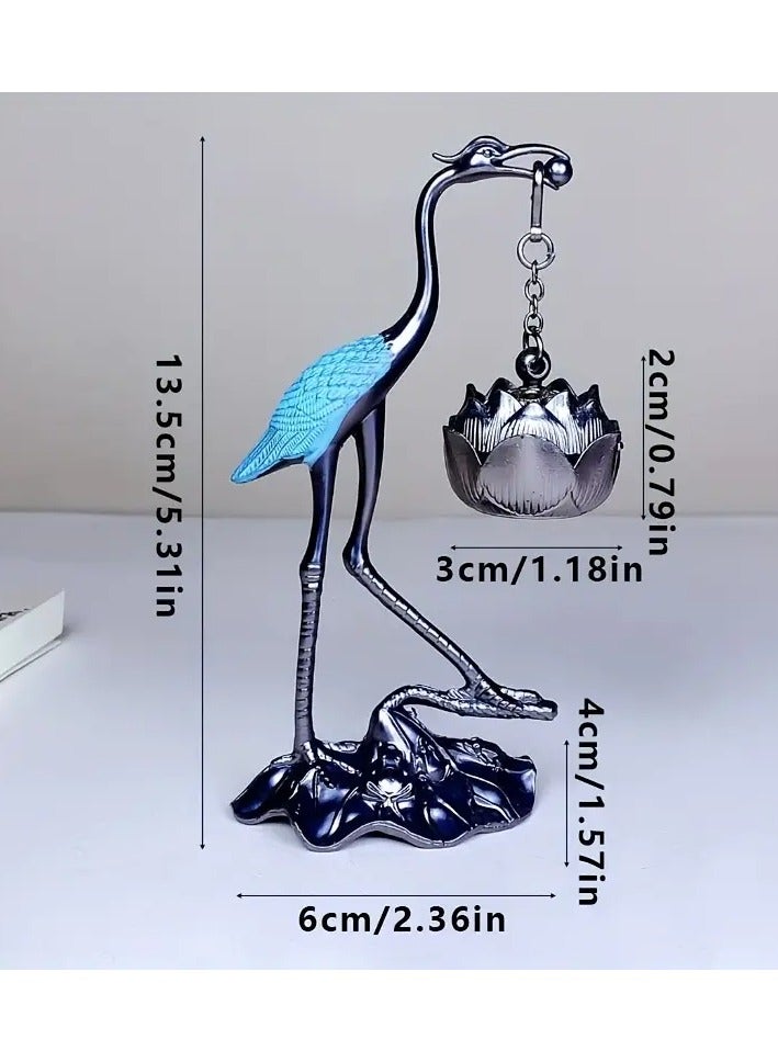 Antique Bronze Incense Burner In The Shape Of A Heron Or A Stork Holding An Incense Burner In The Shape Of A Lotus Flower A Small Incense Burner A Small Creative Masterpiece That Can Be Placed On Bookshelves In The Kitchen Or In The Club It Is Also An Ideal Gift For Many Occasions Such As Holidays Or Successes - Image 4