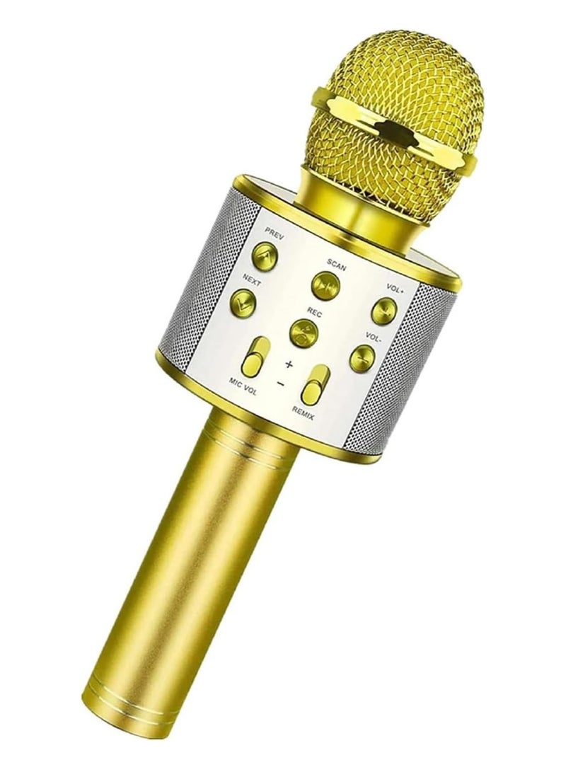 ليمتليس ميكروفون كاريوكي لاسلكي للأطفال الصغار ميكروفون مكبر صوت لحفلات الأطفال مع أضواء LED، أصوات سحرية، مزيل صوتي متوافق مع iPhone، Android، iPad، PC (أصفر) - Image 1