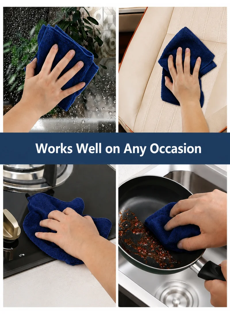 Donetella Navy Blue 6-Pack Microfiber Kitchen Towels 35×35 cm Size – 330 GSM, Highly Absorbent, Quick Dry, Lint Free, Streak Free | Dish & Counter Cleaning  | Best Price UAE