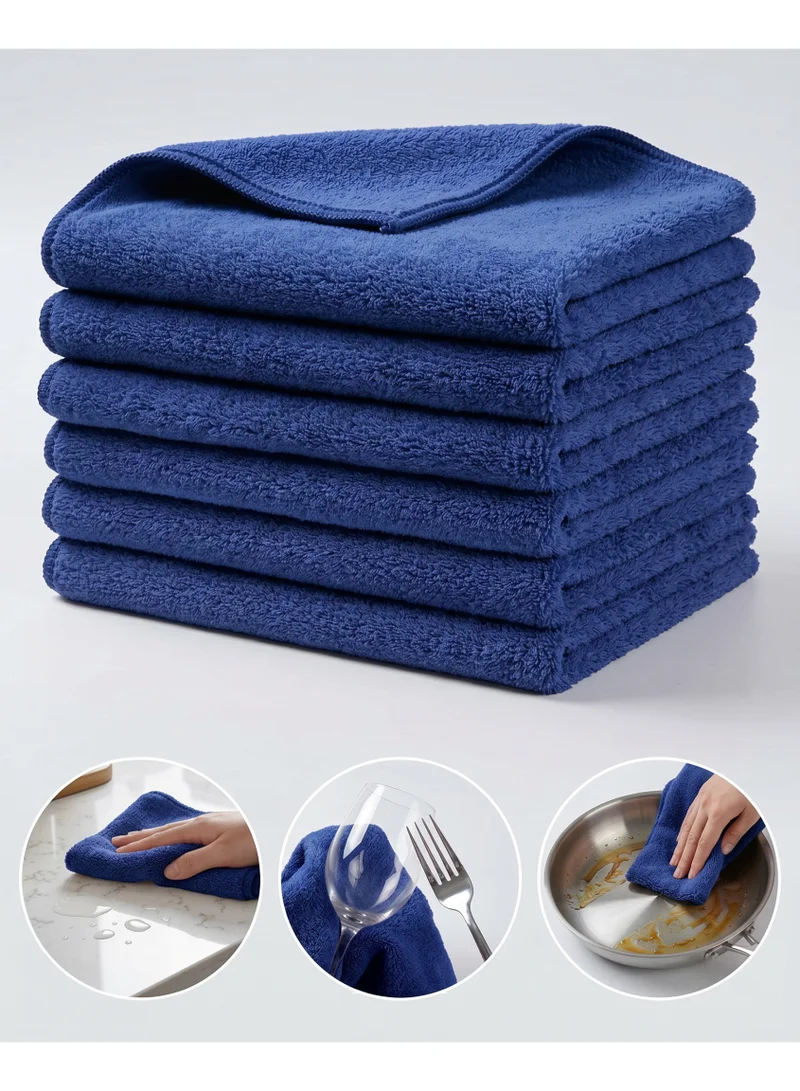 6-Pack Microfiber Kitchen Towels 35×35 cm Size – 330 GSM, Highly Absorbent, Quick Dry, Lint Free, Streak Free | Dish & Counter Cleaning
