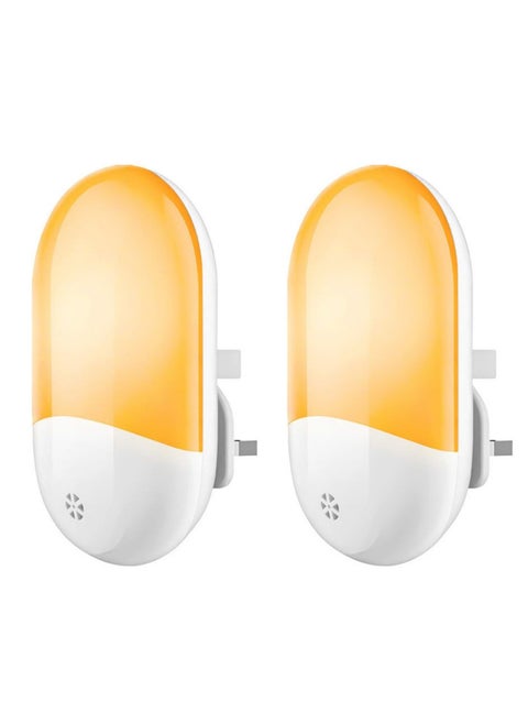 قطعتان من مصابيح LED الليلية، مصابيح ليلية يتم توصيلها بالجدران مع مستشعر خلية ضوئية من الغسق إلى الفجر، قابس أبيض دافئ في الإضاءة الليلية
