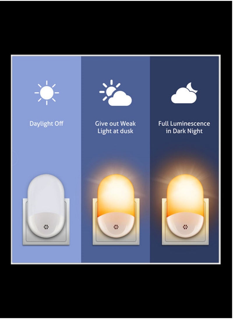 Generic - قطعتان من مصابيح LED الليلية، مصابيح ليلية يتم توصيلها بالجدران مع مستشعر خلية ضوئية من الغسق إلى الفجر، قابس أبيض دافئ في الإضاءة الليلية - Image 1
