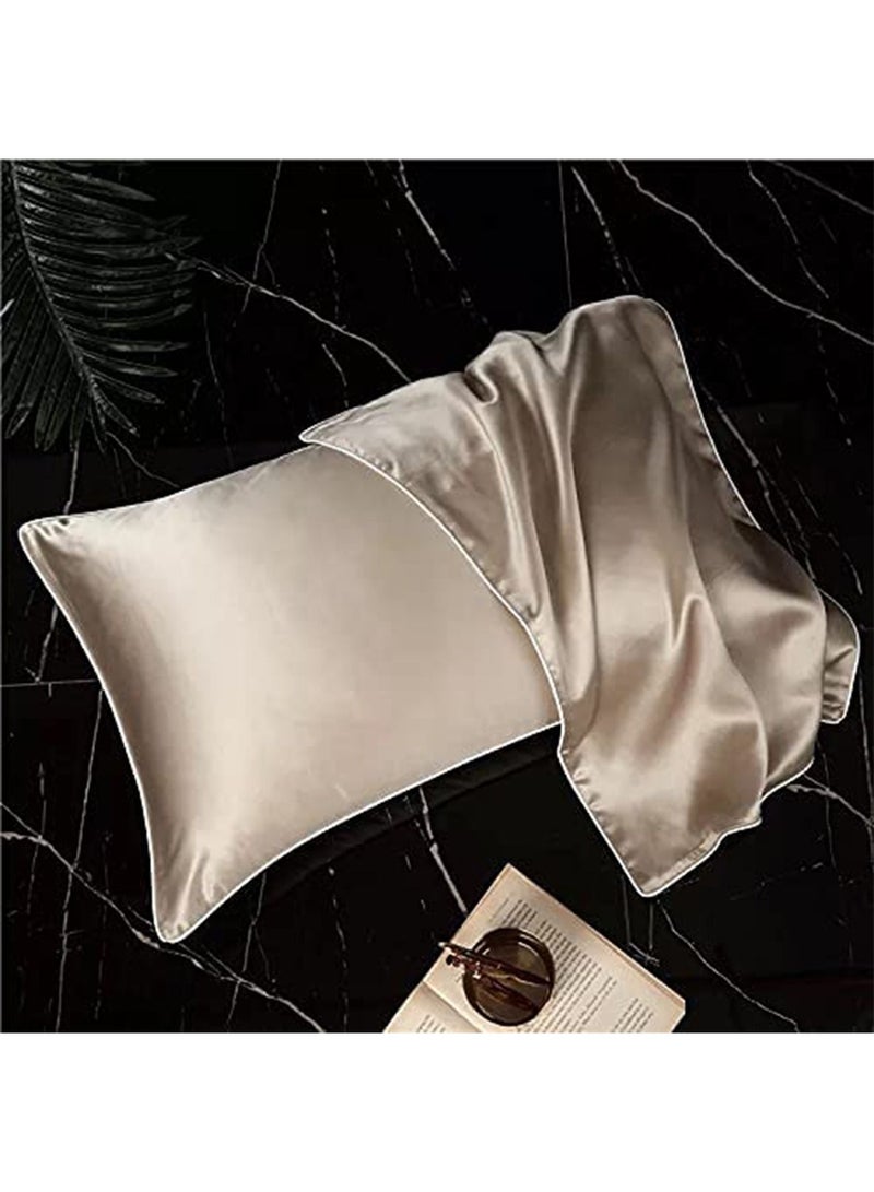 GT-Wheel 100% Mulberry Silk Pillowcase for Hair and Skin 19 Momma Natural Silk Pillowcases Soft Breathable Smooth Silk Pillow Cover 48cmX74cm(beige 1PC) - Image 1