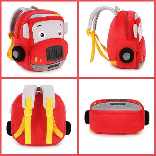 Frantic Kids Soft Animal Cartoon Travelling School Bag Soft Plush Backpacks Boys Girls Baby for 2 to 5 Years Baby/Boys/Girls Nursery(Red Fire Engine) - Image 3