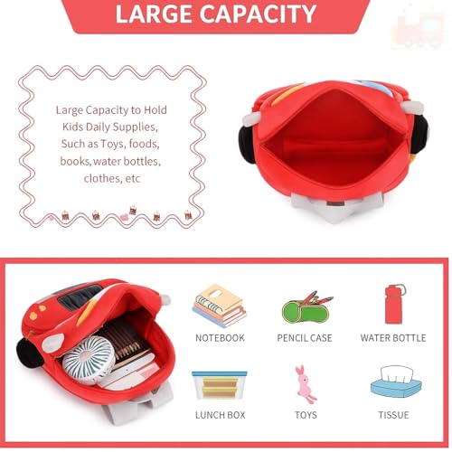 Frantic Kids Soft Animal Cartoon Travelling School Bag Soft Plush Backpacks Boys Girls Baby for 2 to 5 Years Baby/Boys/Girls Nursery(Red Fire Engine) - Image 4