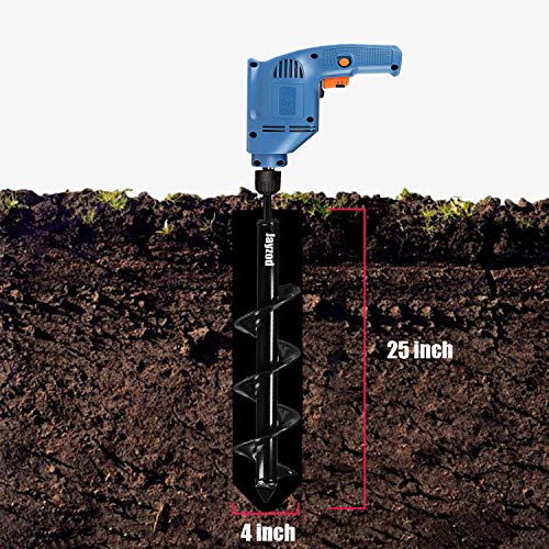 Jayzod Auger Drill bit for Planting 4"X25" Garden Auger Spiral Drill Bit for Bulb & Bedding Plant for 3/8” Hex Drive Drill - Image 2