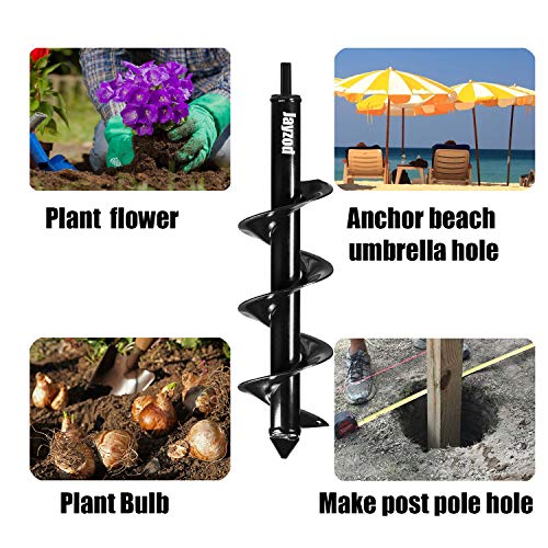 Jayzod Auger Drill bit for Planting 4"X25" Garden Auger Spiral Drill Bit for Bulb & Bedding Plant for 3/8” Hex Drive Drill - Image 3