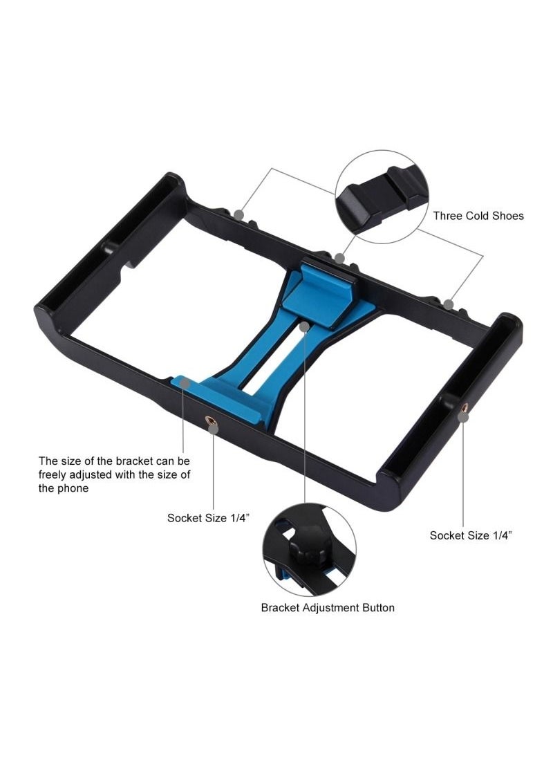 PULUZ - Vlogging Live Broadcast LED Selfie Light, Smartphone Video Rig Kits with Cold Shoe Tripod Head for iPhone and Android  Smartphones (3pcs) Blue - Image 1