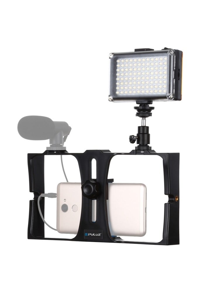 PULUZ - Vlogging Live Broadcast LED Selfie Light, Smartphone Video Rig Kits with Cold Shoe Tripod Head for iPhone and Android  Smartphones (3pcs) Blue - Image 1