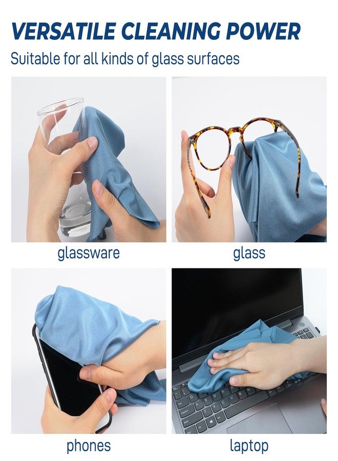 YoulerTex Microfiber Cleaning Cloths Glass Cleaner: 8 Packs 18X18 Window Cleaner Kit Wine Glasses Polishing Cloth Lint Free Washable Reusable Quickly Clean Mirro Screen Stainless Steel Windshield (Alaskan Blue) - Image 3