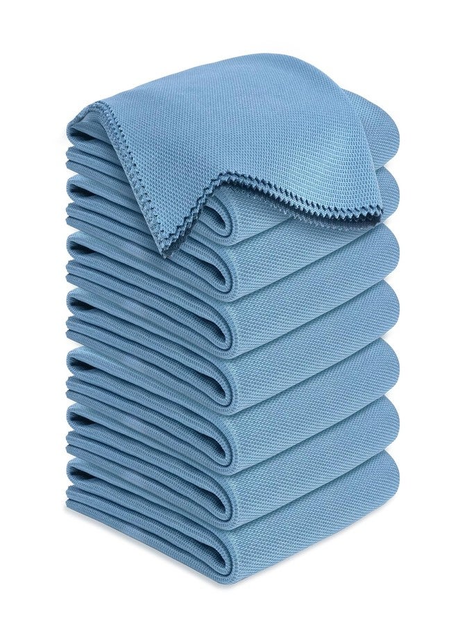 YoulerTex Microfiber Cleaning Cloths Glass Cleaner: 8 Packs 18X18 Window Cleaner Kit Wine Glasses Polishing Cloth Lint Free Washable Reusable Quickly Clean Mirro Screen Stainless Steel Windshield (Alaskan Blue) - Image 1