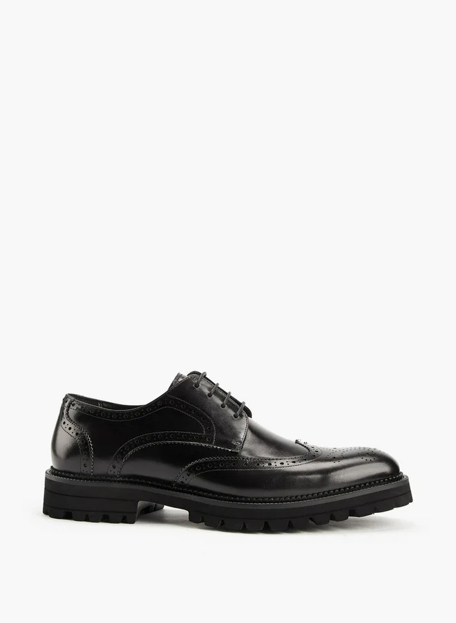 دوتشيني Men's Textured Lace-Up Derby Shoes