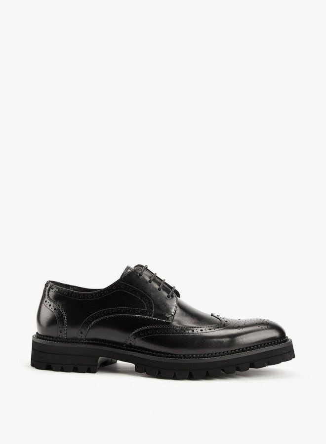 DUCHINI Men's Textured Lace-Up Derby Shoes - Image 3