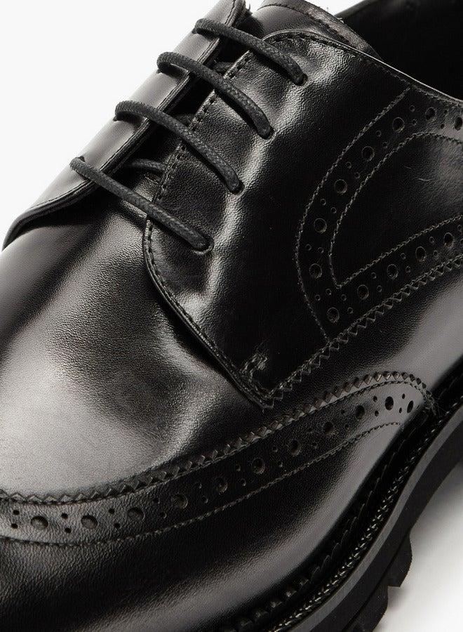 DUCHINI Men's Textured Lace-Up Derby Shoes - Image 5